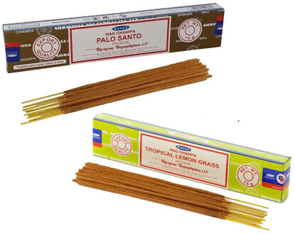 Satya Wierook cadeaus set - 2x geurstokjes - Palo Santo en Citroengras geur - Meditatie