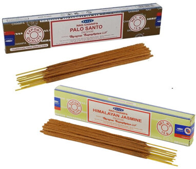 Satya Wierook cadeaus set - 2x geurstokjes - Palo Santo en Jasmijn geur - Meditatie