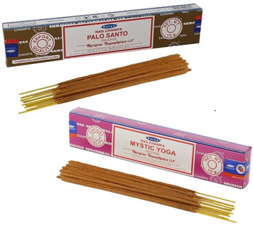Satya Wierook cadeaus set - 2x geurstokjes - Palo Santo en Mystic Yoga geur - Meditatie