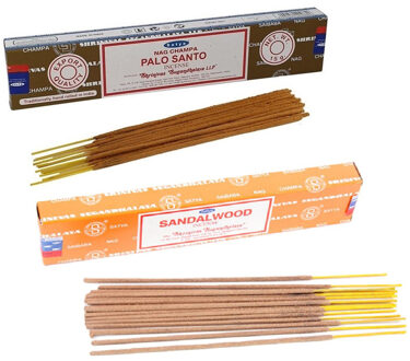 Satya Wierook cadeaus set - 2x geurstokjes - Palo Santo en Sandelhout geur - Meditatie