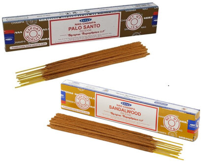 Satya Wierook cadeaus set - 2x geurstokjes - Palo Santo en Sandelhoutgeur - Meditatie