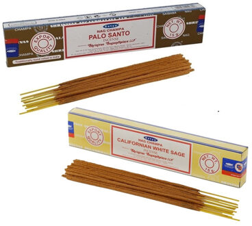 Satya Wierook cadeaus set - 2x geurstokjes - Palo Santo en Witte Salie geur - Meditatie