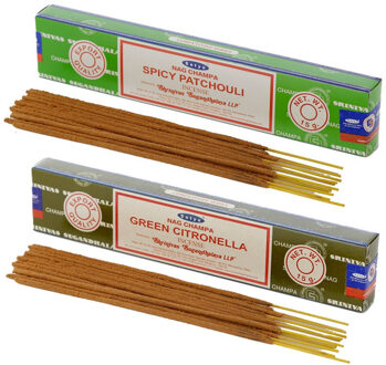 Satya Wierook cadeaus set - 2x geurstokjes - Patchouli en Citronella geur - Meditatie