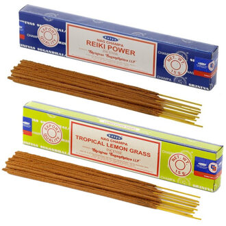 Satya Wierook cadeaus set - 2x geurstokjes - Reiki Power en Citroengras geur - Meditatie