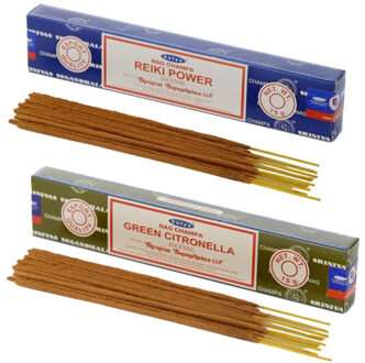 Satya Wierook cadeaus set - 2x geurstokjes - Reiki Power en Citronella geur - Meditatie