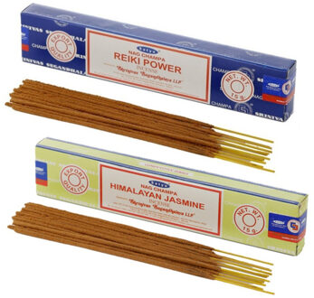 Satya Wierook cadeaus set - 2x geurstokjes - Reiki Power en Jasmijn geur - Meditatie
