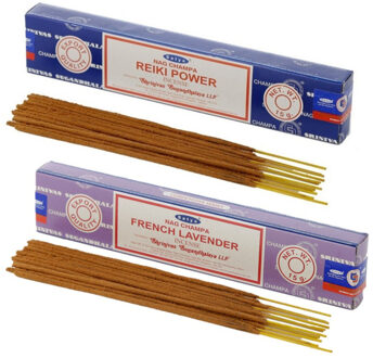 Satya Wierook cadeaus set - 2x geurstokjes - Reiki Power en Lavendel geur - Meditatie