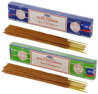Satya Wierook cadeaus set - 2x geurstokjes - Reiki Power en Patchouli geur - Meditatie