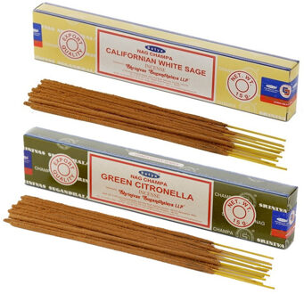 Satya Wierook cadeaus set - 2x geurstokjes - Witte Salie en Citronella geur - Meditatie