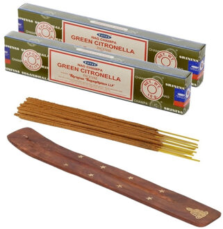 Satya Wierook cadeaus set - houder en geurstokjes - Citronella geur - Meditatie