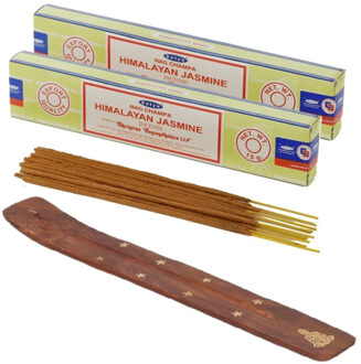 Satya Wierook cadeaus set - houder en geurstokjes - Jasmijn geur - Meditatie