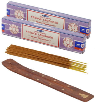 Satya Wierook cadeaus set - houder en geurstokjes - Lavendel geur - Meditatie