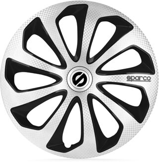Satz Sparco Radzierblenden Sicilia 15-Zoll Silber/Schwarz/Karbon