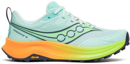 Saucony Peregrine 16 Trailschoen Dames-turkoois, neongeel - 40.5