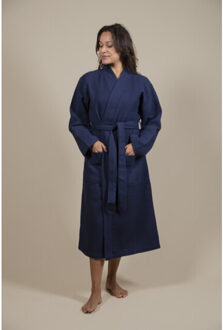 Sauna badjas wafelstof dames & heren donker blauw |