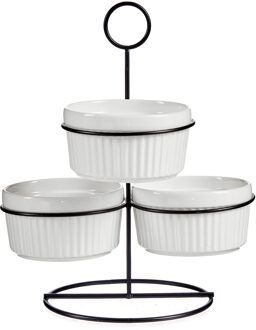 saus kommetjes/serveer schaaltjes in standaard - wit - keramiek - set 3x stuks - D10 cm