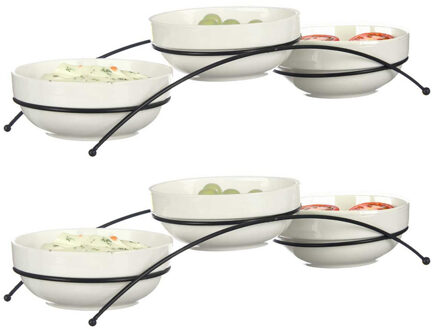 saus/snacks kommetjes/schaaltjes in standaard - wit - keramiek - set 6x stuks - D12 x 5 cm