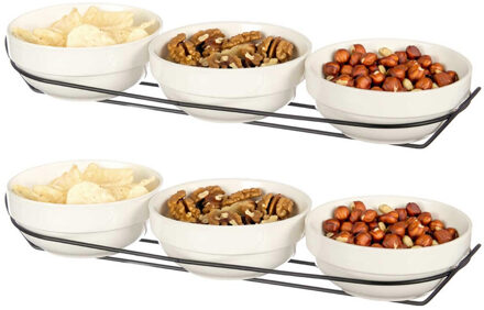 saus/snacks kommetjes/schaaltjes in standaard - wit - keramiek - set 6x stuks - D12 x 6.5 cm
