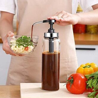 Saus Squeeze Flessen Voor Keuken & Bbq, 2 Pack Olijfolie Dispenser Glazen Flessen, voor Ketchup/Salade/Dressing/Honing, 500Ml