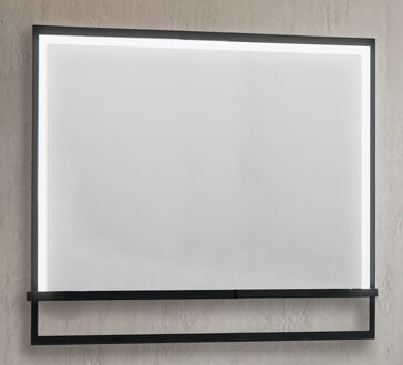Saval zwart RVS spiegel met LED-verlichting en spiegelverwarming 100x70cm
