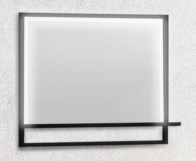 Saval zwart RVS spiegel met LED-verlichting en spiegelverwarming 80x70cm