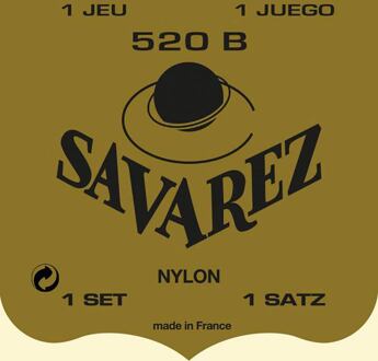 Savarez 520-B snarenset klassieke gitaar snarenset klassieke gitaar, Blanc, rectified nylon, traditional basses, soft tension