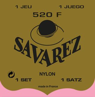 Savarez 520-F snarenset klassieke gitaar snarenset klassieke gitaar, Rouge, rectified nylon, traditional basses, hard tension, wound G-3