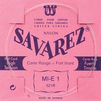 Savarez 521-R E-1-snaar E-1-snaar, clear nylon (rouge), sluit aan bij 520-R set, hard tension