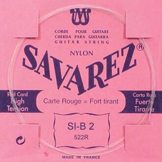 Savarez 522-R B-2-snaar B-2-snaar, clear nylon (rouge), sluit aan bij 520-R set, hard tension