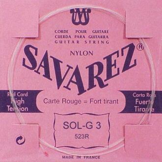 Savarez 523-R G-3-snaar G-3-snaar, clear nylon (rouge), sluit aan bij 520-R set, hard tension