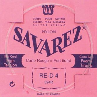 Savarez 524-R D-4-snaar D-4-snaar, silverplated nylon (rouge), sluit aan bij 520-R set, hard tension