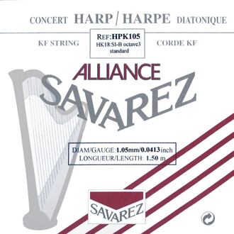 Savarez HPK-105 kleine of concert harp snaar kleine of concert harp snaar, plain KF, 1,05mm, lengte: 1,50 meter
