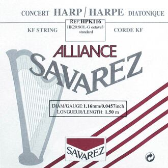 Savarez HPK-116 kleine of concert harp snaar kleine of concert harp snaar, plain KF, 1,16mm, lengte: 1,50 meter