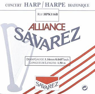 Savarez HPK-116B kleine of concert harp snaar kleine of concert harp snaar, plain KF, 1,08mm, lengte: 1,5 meter, zwart
