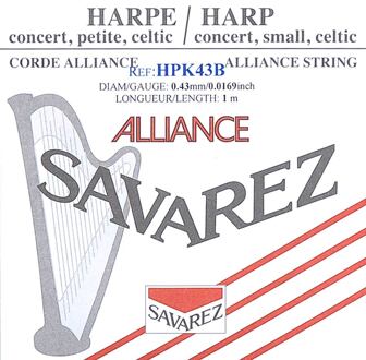 Savarez HPK-43B kleine of concert harp snaar kleine of concert harp snaar, plain KF, 0,43mm, lengte: 1 meter, zwart