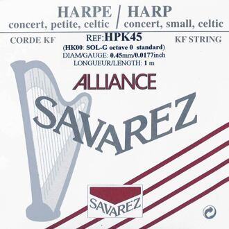 Savarez HPK-45 kleine of concert harp snaar plain KF kleine of concert harp snaar plain KF, 0,45mm, lengte: 1 meter