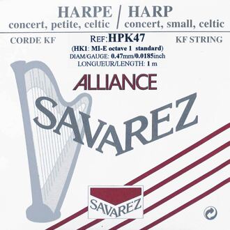 Savarez HPK-47 kleine of concert harp snaar plain KF kleine of concert harp snaar plain KF, 0,47mm, lengte: 1 meter