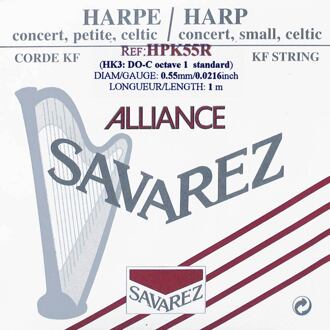 Savarez HPK-55-R kleine of concert harp snaar plain KF kleine of concert harp snaar plain KF, 0,55mm, lengte: 1 meter, rood