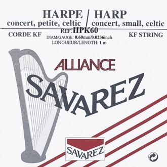Savarez HPK-60 kleine of concert harp snaar plain KF kleine of concert harp snaar plain KF, 0,60mm, lengte: 1 meter