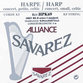 Savarez HPK-69 kleine of concert harp snaar kleine of concert harp snaar, plain KF, 0,69mm, lengte: 1 meter