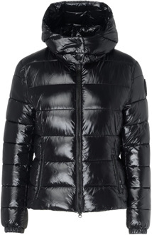 Save The Duck Zwarte Cosmary Nylon Puffer Jas Save The Duck , Black , Dames - L