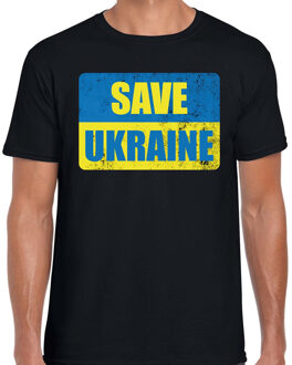 Save Ukraine t-shirt zwart heren - Oekraine shirt met Oekraiense vlag XL