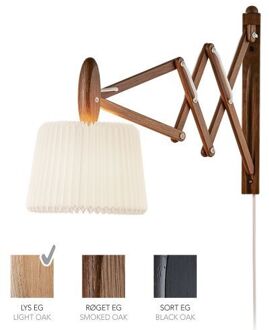 Sax 223-120S Wandlamp - Licht eiken met standaard kap - Wit