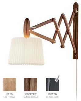 Sax 223-120S Wandlamp - Zwart eiken met standaard kap - Wit