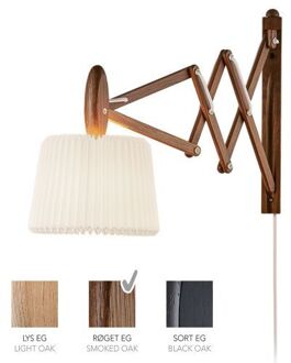 Sax 233-120S Wandlamp - Gerookt eiken met standaard kap - Wit