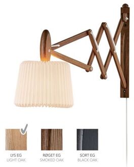 Sax 233-120S Wandlamp - Licht eiken met papier kap - Zijdenwit