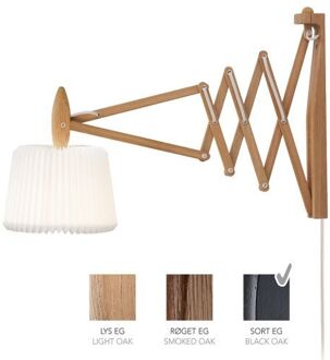 Sax 233-120S Wandlamp - Zwart eiken met papieren kap - Zijdenwit