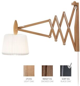 Sax 233-120S Wandlamp - Zwart eiken met standaard kap - Wit