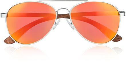 Sayulita gepolariseerde zonnebril - roodhout/blauwgroen Oranje