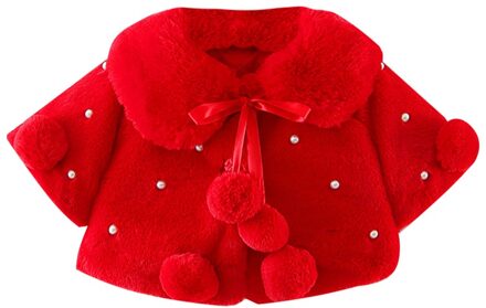 Sbaby Children Kids Warm Winter Coat Baby Girl Ball Pearl Long Sleeve Outerwear Clothes Rood / 12m